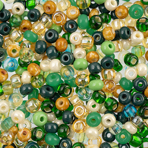 Czech Seed Beads Approx 24g Vial 6/0 - Green Shades