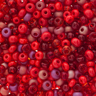 Czech Seed Beads Approx 24g Vial 6/0 - Red Shades