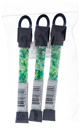 Czech Seed Beads Approx 24g Vial 6/0 - Green Shades