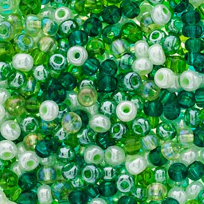Czech Seed Beads Approx 24g Vial 6/0 - Green Shades