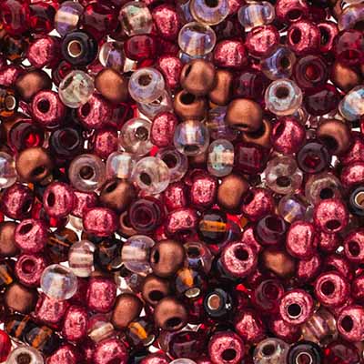 Czech Seed Beads Approx 24g Vial 6/0 - Red Shades