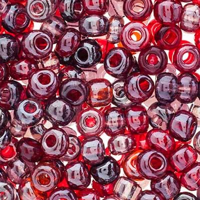 Czech Seed Beads Approx 24g Vial 2/0 - Red/Pink Shades