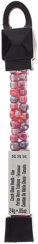Czech Seed Beads Approx 24g Vial 2/0 - Red/Pink Shades