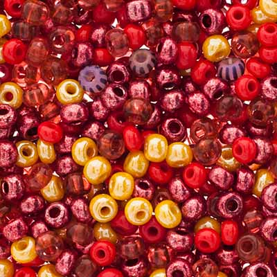 Czech Seed Beads Approx 24g Vial 6/0 - Red Shades
