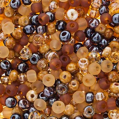 Czech Seed Beads Approx 24g Vial 6/0 - Brown Shades