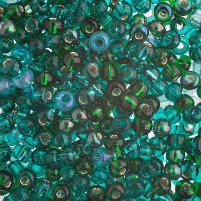 Czech Seed Beads Approx 24g Vial 6/0 - Green Shades