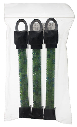 Czech Seed Beads Approx 24g Vial 6/0 - Green Shades