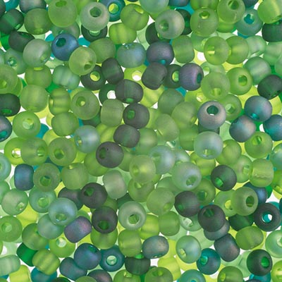 Czech Seed Beads Approx 24g Vial 6/0 - Green Shades