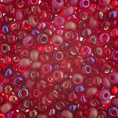 Czech Seed Beads Approx 24g Vial 6/0 - Red Shades
