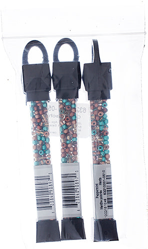 Czech Seed Beads Approx 24g Vial 6/0 - Green Shades