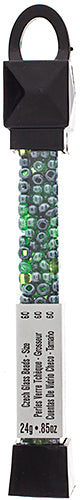 Czech Seed Beads Approx 24g Vial 6/0 - Green Shades