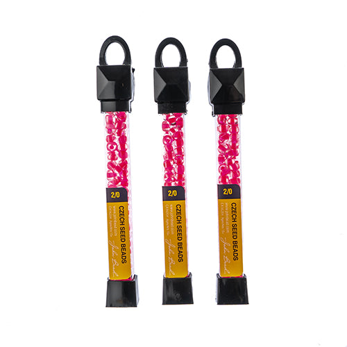 Czech Seed Beads Approx 24g Vial 2/0 - Red/Pink Shades