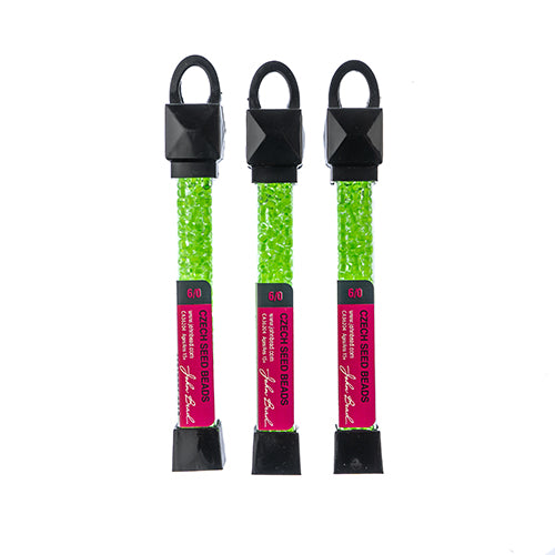 Czech Seed Beads Approx 24g Vial 6/0 - Green Shades