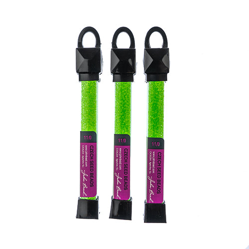 Czech Seed Beads Approx 24g Vial 10/0 - Green Shades