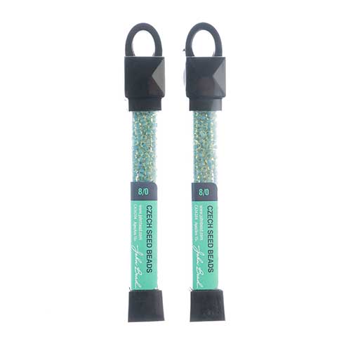 Czech Seed Beads Approx 24g Vial 8/0 - Green Shades