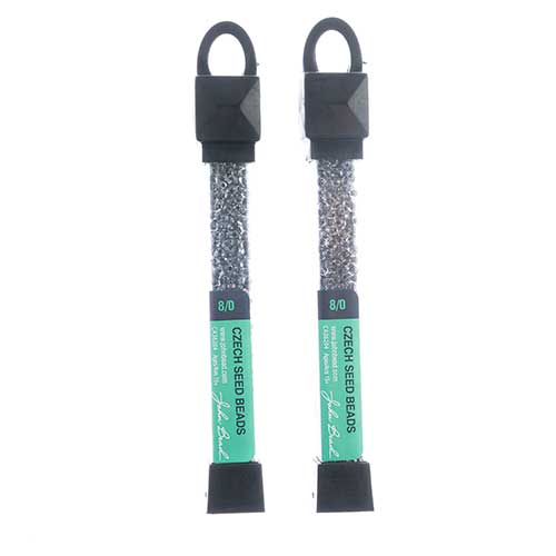 Czech Seed Beads Approx 24g Vial 8/0 - Black/White Shades