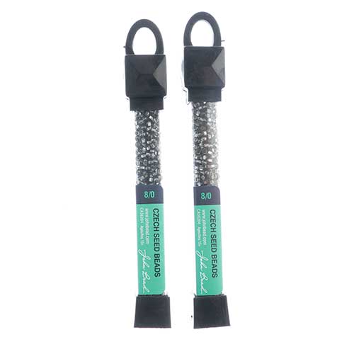 Czech Seed Beads Approx 24g Vial 8/0 - Black/White Shades