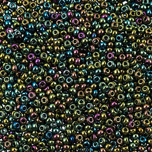 Czech Seed Beads Approx 24g Vial 11/0 - Green Shades