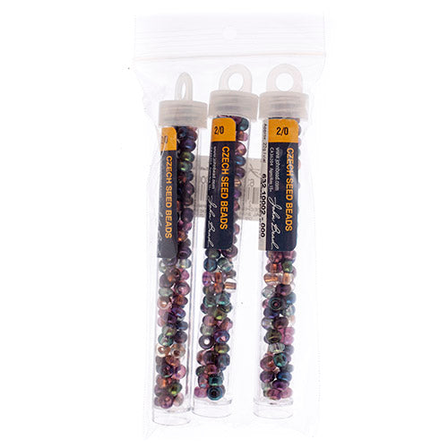 Czech Seedbead Approx 22g Vial 2/0 - Black/White/Multi Shades