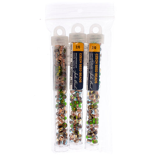 Czech Seedbead Approx 22g Vial 2/0 - Black/White/Multi Shades