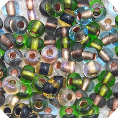 Czech Seedbead Approx 22g Vial 2/0 - Black/White/Multi Shades