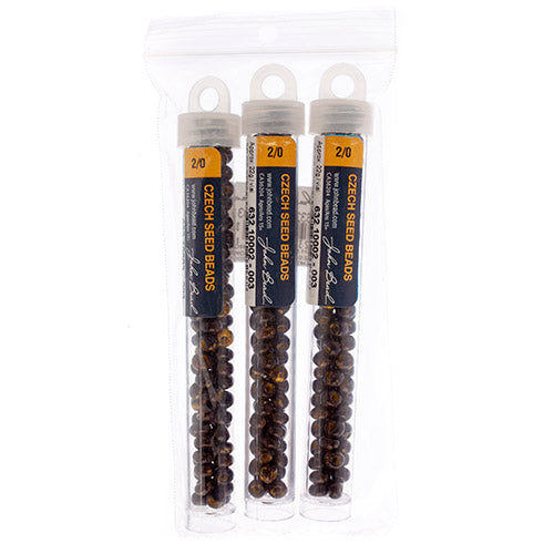 CZECH SEEDBEAD APPROX 22g VIAL 2/0 OP.SPECKLED DKBRWN