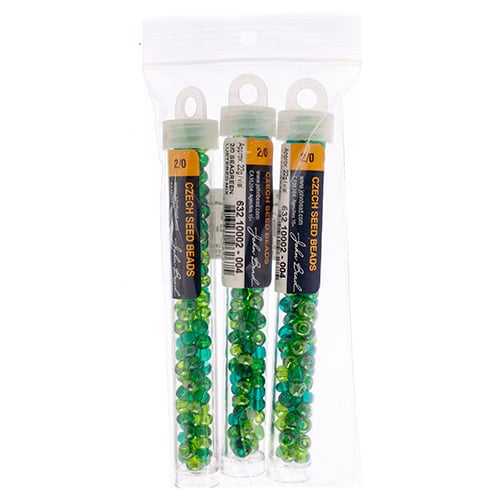 Czech Seedbead Approx 22g Vial 2/0 - Green Shades