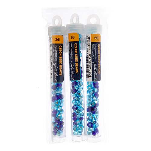 Czech Seedbead Approx 22g Vial 2/0 - Blue Shades