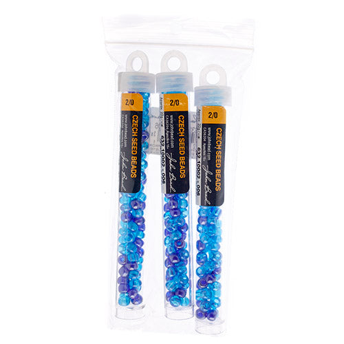Czech Seedbead Approx 22g Vial 2/0 - Blue Shades