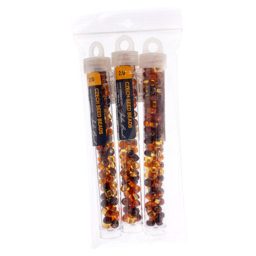 CZECH SEEDBEAD APPROX 22g VIAL 2/0 TOPAZ S/L MIX