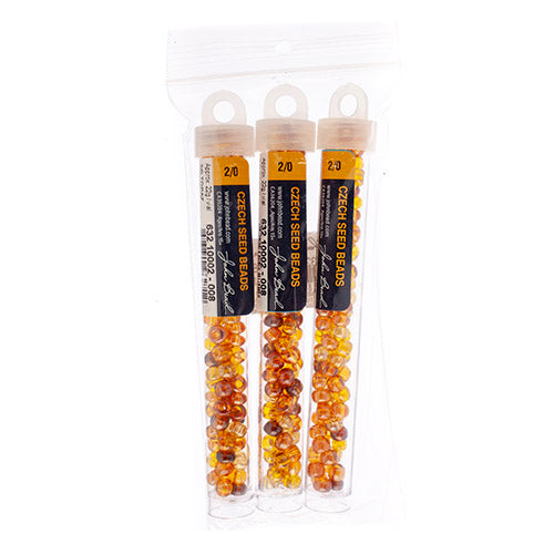 CZECH SEEDBEAD APPROX 22g VIAL 2/0 TOPAZ LUSTERED MIX
