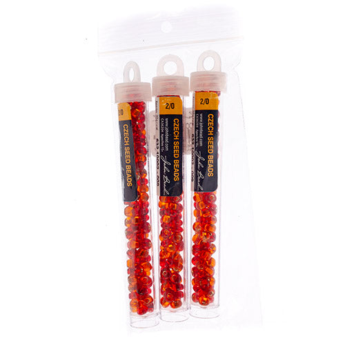Czech Seedbead Approx 22g Vial 2/0 - Red Shades