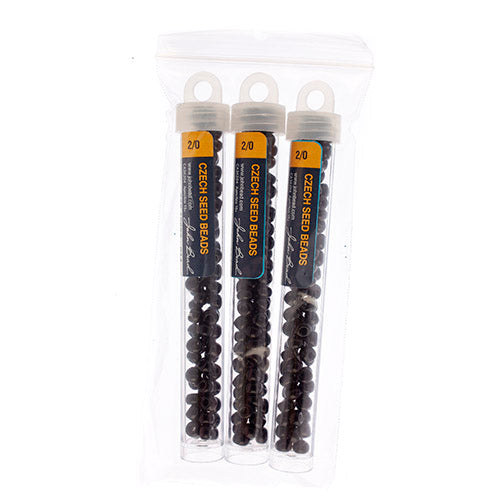 Czech Seedbead Approx 22g Vial 2/0 - Black/White/Multi Shades