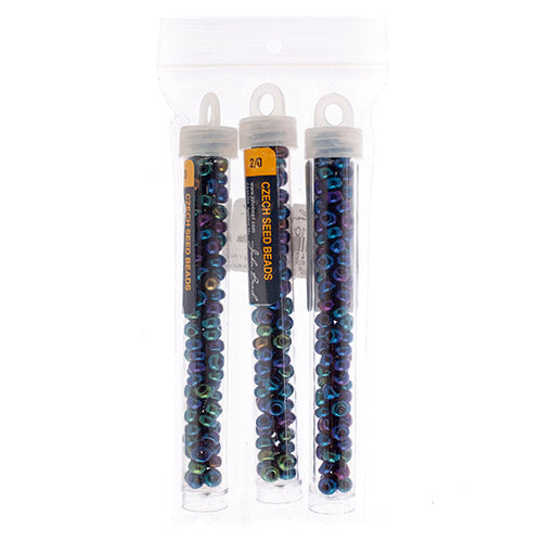 Czech Seedbead Approx 22g Vial 2/0 - Blue Shades