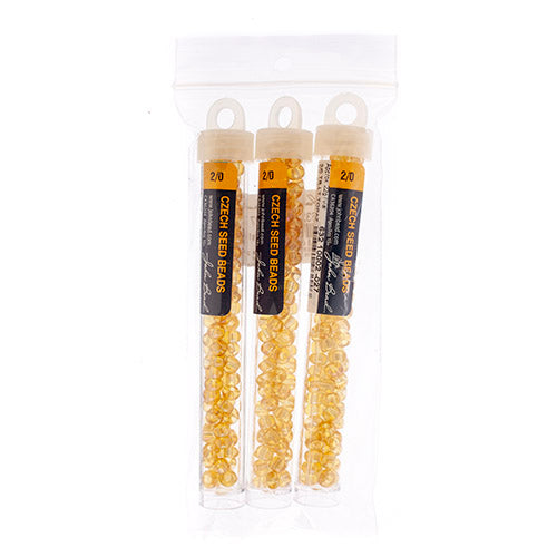 CZECH SEEDBEAD APPROX 22g VIAL 2/0 TR.LT.TOPAZ S/L AB