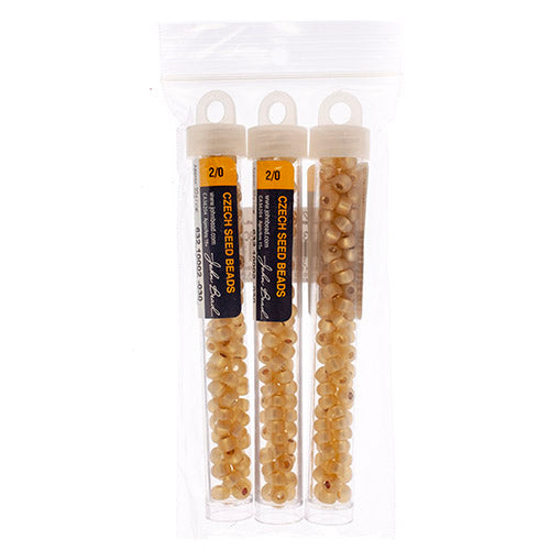 CZECH SEEDBEAD APPROX 22g VIAL 2/0 TR.LT.TOPAZ S/L AB MATT