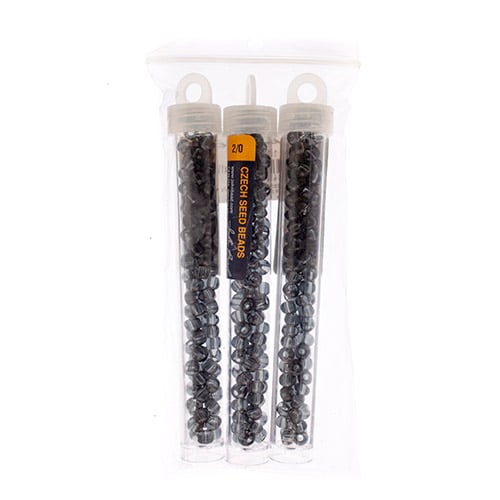 Czech Seedbead Approx 22g Vial 2/0 - Black/White/Multi Shades