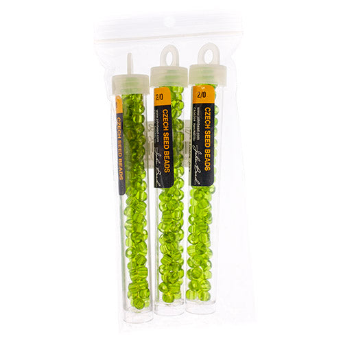 Czech Seedbead Approx 22g Vial 2/0 - Green Shades