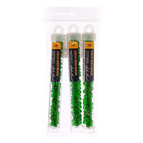 Czech Seedbead Approx 22g Vial 2/0 - Green Shades