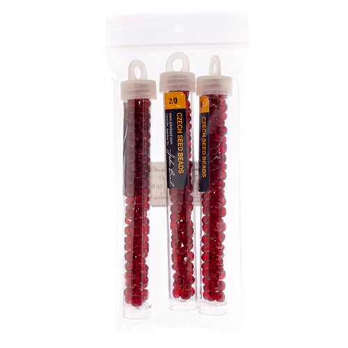 Czech Seedbead Approx 22g Vial 2/0 - Red Shades