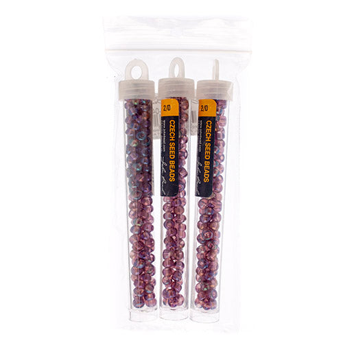 Czech Seedbead Approx 22g Vial 2/0 - Purple Shades