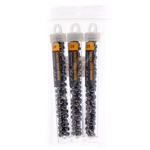 Czech Seedbead Approx 22g Vial 2/0 - Black/White/Multi Shades