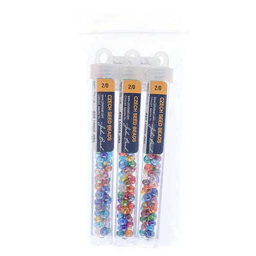 Czech Seedbead Approx 22g Vial 2/0 - Black/White/Multi Shades