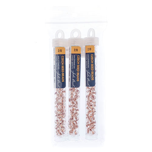 CZECH SEEDBEAD APPROX 22g VIAL 2/0 CRYSTAL/COPPER LINED