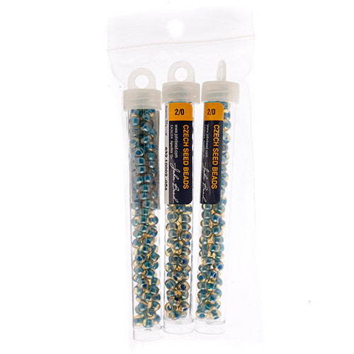 Czech Seedbead Approx 22g Vial 2/0 - Blue Shades