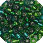 Czech Seedbead Approx 22g Vial 2/0 - Green Shades
