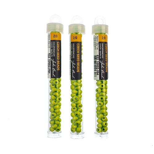 Czech Seedbead Approx 22g Vial 2/0 - Green Shades
