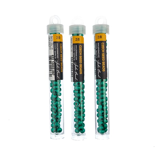 Czech Seedbead Approx 22g Vial 2/0 - Green Shades
