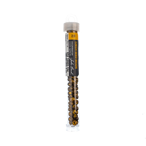 Czech Seedbead apx22g Vial 2/0 Opaque Travertine on Yellow