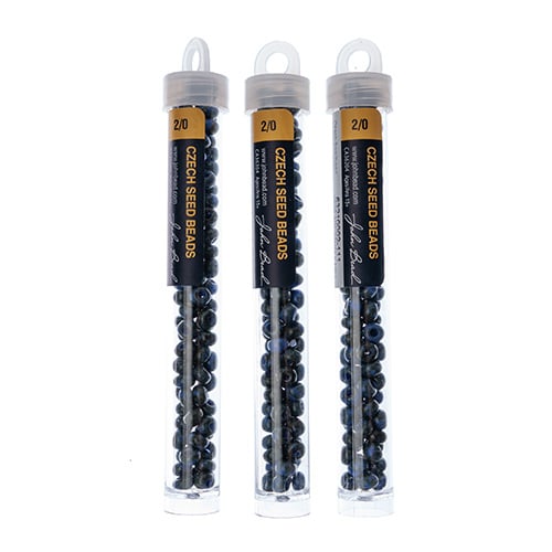 Czech Seedbead Approx 22g Vial 2/0 - Blue Shades